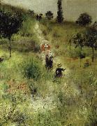 uppfor backen genom hogt gras Pierre Auguste Renoir